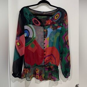 Desigual Multicolor Sheer Shirt size L